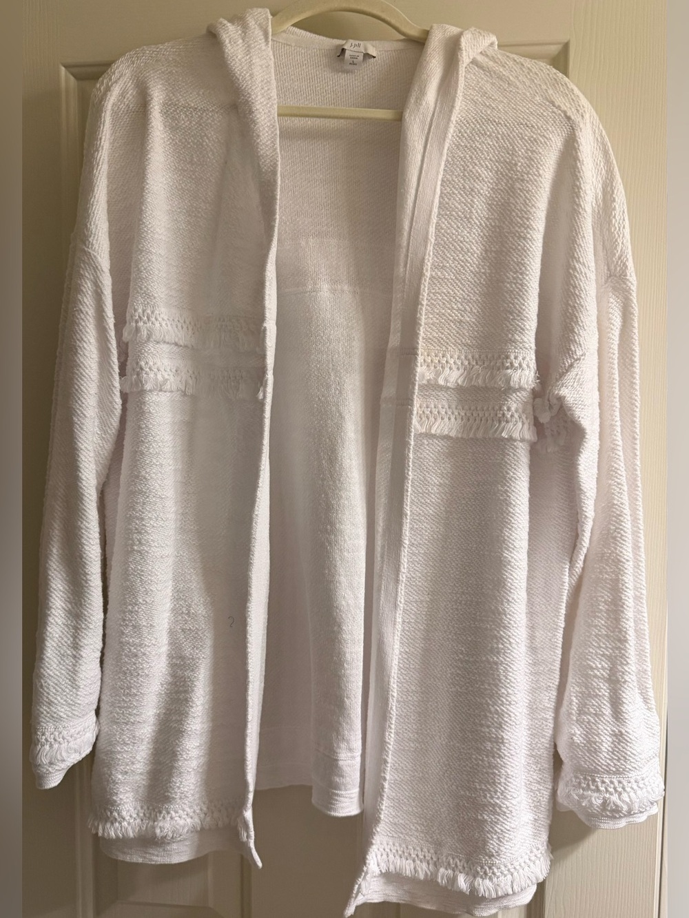 J.Jill white hooded sweater jacket/size L